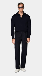 Navy Long Sleeve Polo