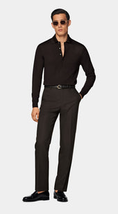 Dark Brown Long Sleeve Polo