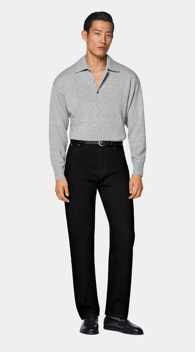 Light Grey Long Sleeve Polo