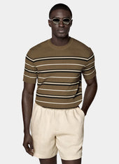 Striped Jacquard Short Sleeve Crewneck