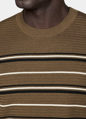 Striped Jacquard Short Sleeve Crewneck