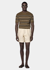 Striped Jacquard Short Sleeve Crewneck