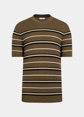 Striped Jacquard Short Sleeve Crewneck