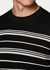 Striped Jacquard Short Sleeve Crewneck