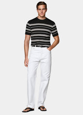 Striped Jacquard Short Sleeve Crewneck