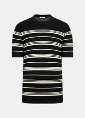 Striped Jacquard Short Sleeve Crewneck