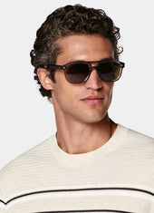 Striped Jacquard Short Sleeve Crewneck