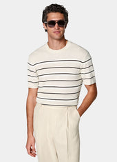 Striped Jacquard Short Sleeve Crewneck