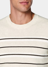 Striped Jacquard Short Sleeve Crewneck