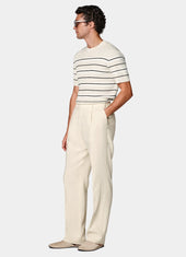 Striped Jacquard Short Sleeve Crewneck