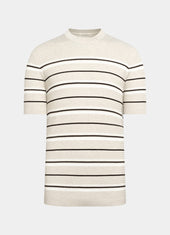 Striped Jacquard Short Sleeve Crewneck
