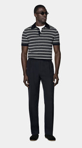 Navy Striped Polo