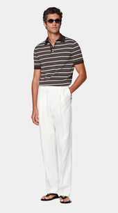 Dark Brown Striped Polo