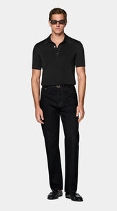 Black Ribbed Polo