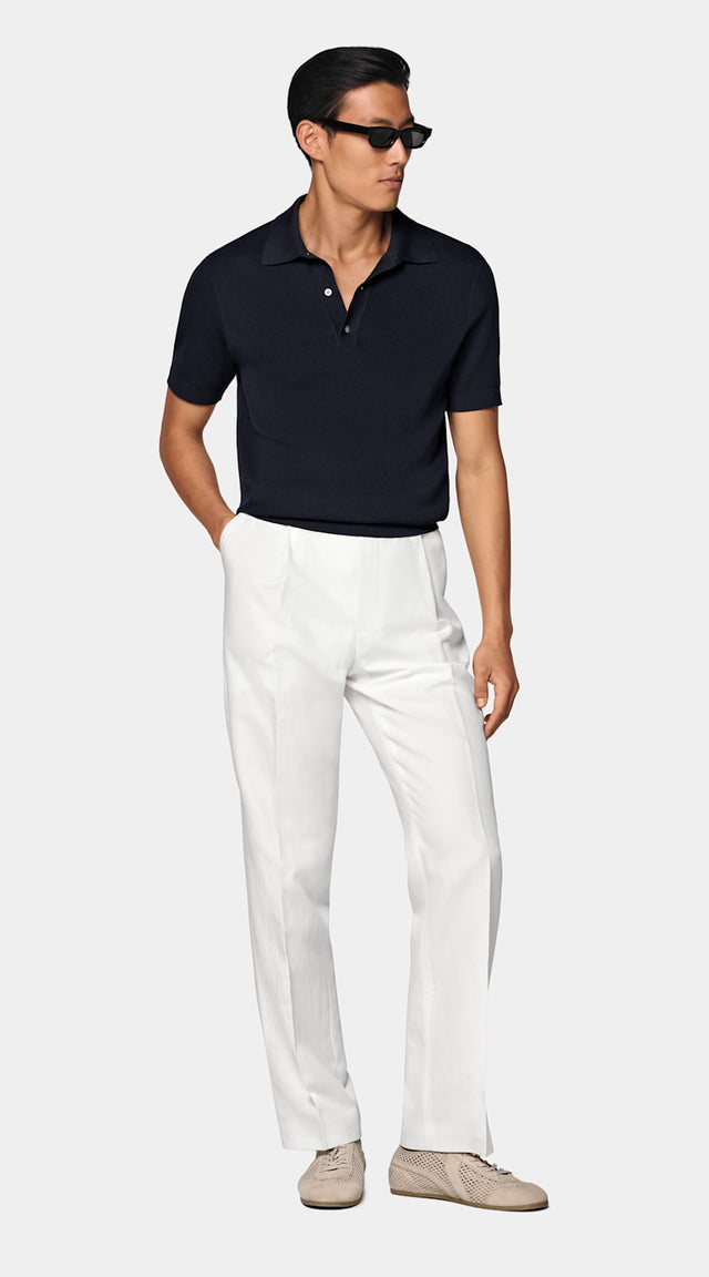 Navy Ribbed Polo