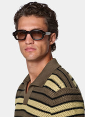 Striped Crochet Buttonless Polo
