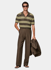 Striped Crochet Buttonless Polo