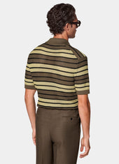 Striped Crochet Buttonless Polo