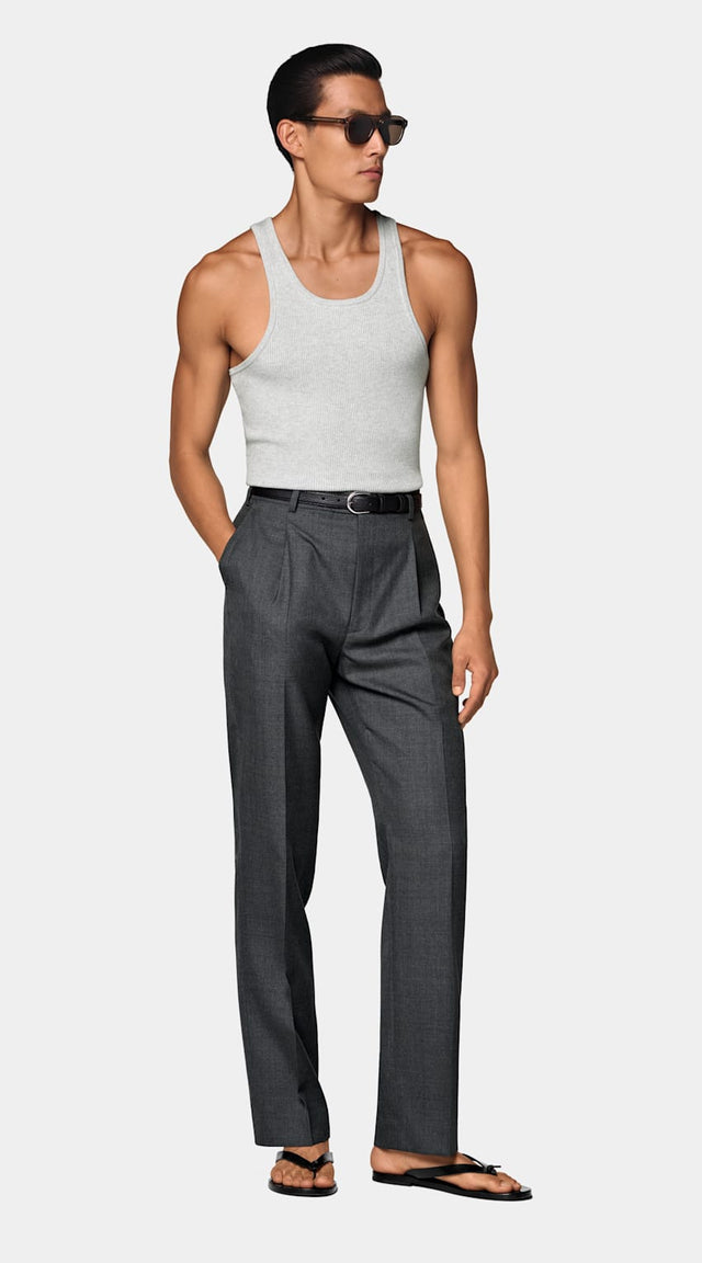 Light Grey Ribbed Tank Top