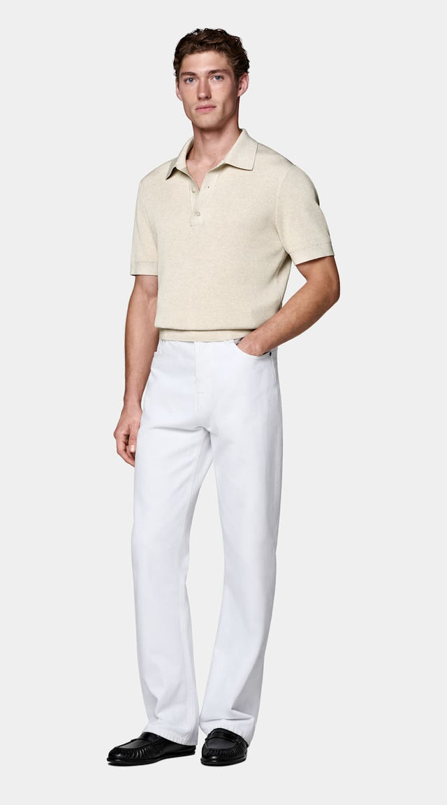 Sand Ribbed Polo