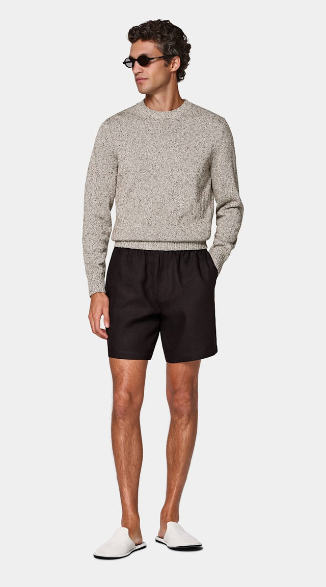 Mid Brown Mouliné Crewneck