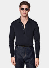 Ribbed Long Sleeve Polo