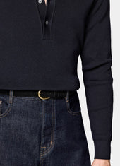 Ribbed Long Sleeve Polo