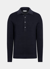 Ribbed Long Sleeve Polo