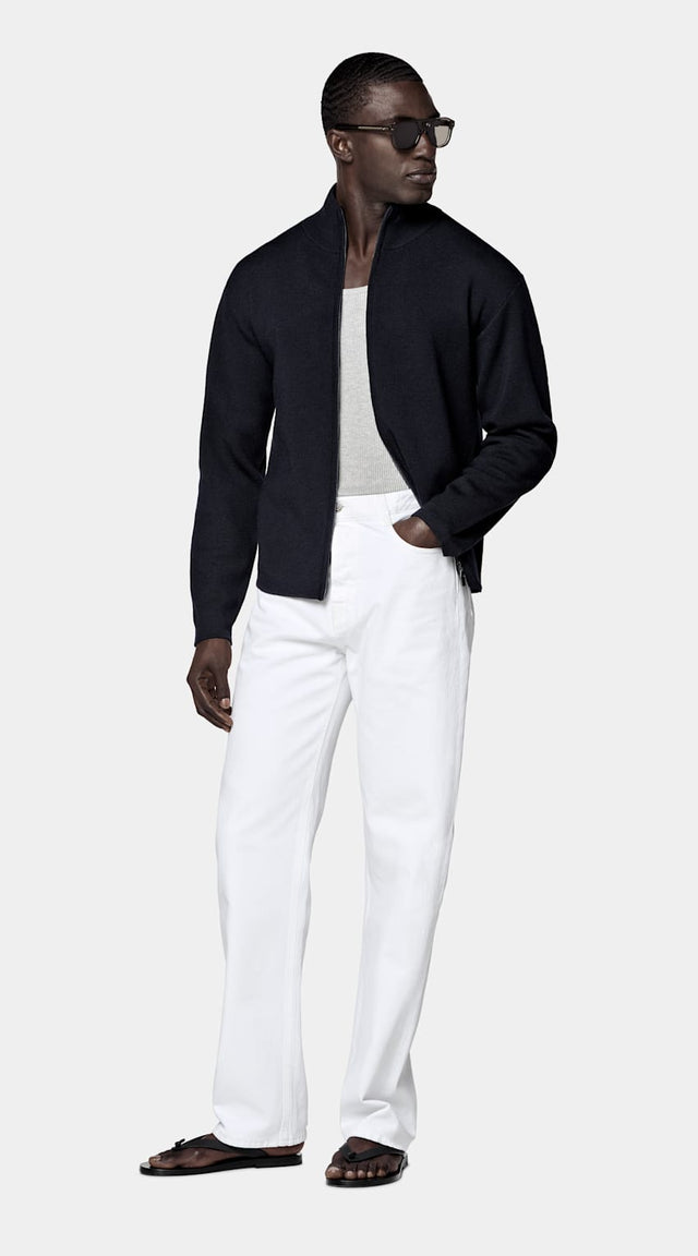 Navy Zip Cardigan