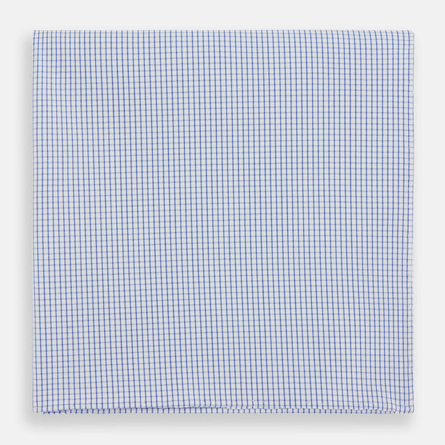 Hand Rolled Blue Graph Check Handkerchief