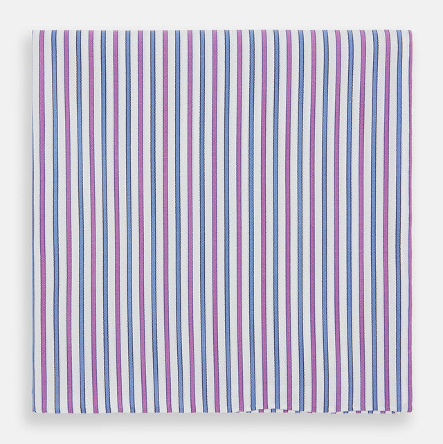 Hand Rolled Purple and Blue Track Stripe Handkerchief