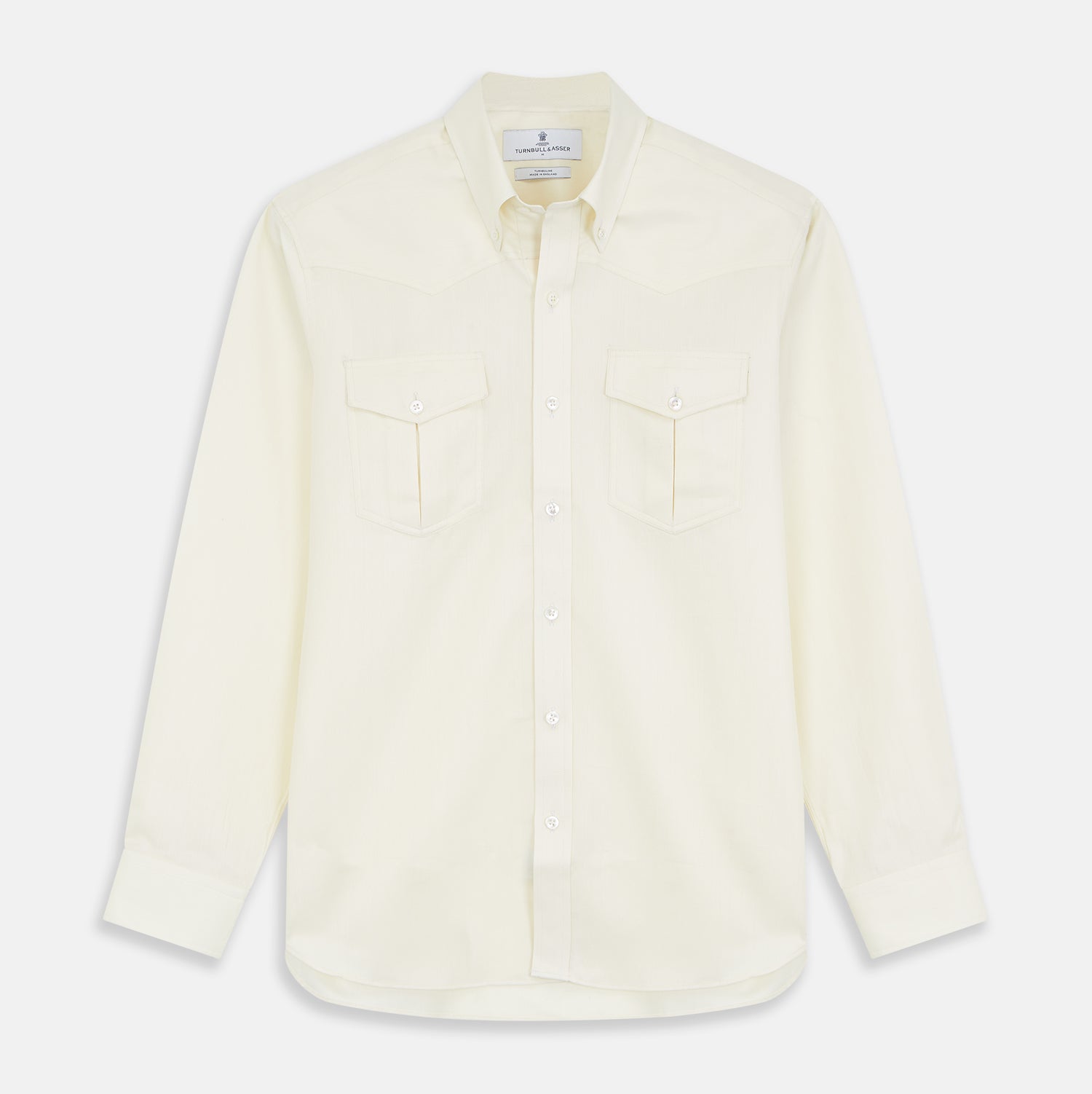 Cream Weekend Fit Larkin Shirt With Dorset Collar And 3-Button Cuffs