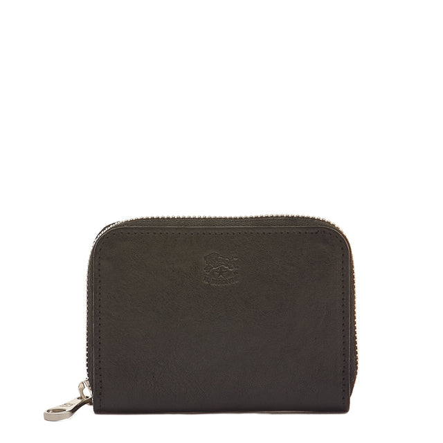 Cestello | Men's zip around wallet in vintage leather color black