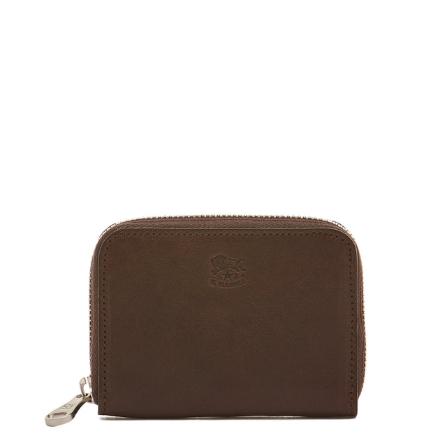 Cestello | Men's zip around wallet in vintage leather color coffee