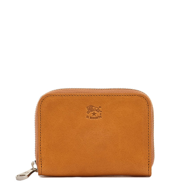 Cestello | Men's zip around wallet in vintage leather color natural