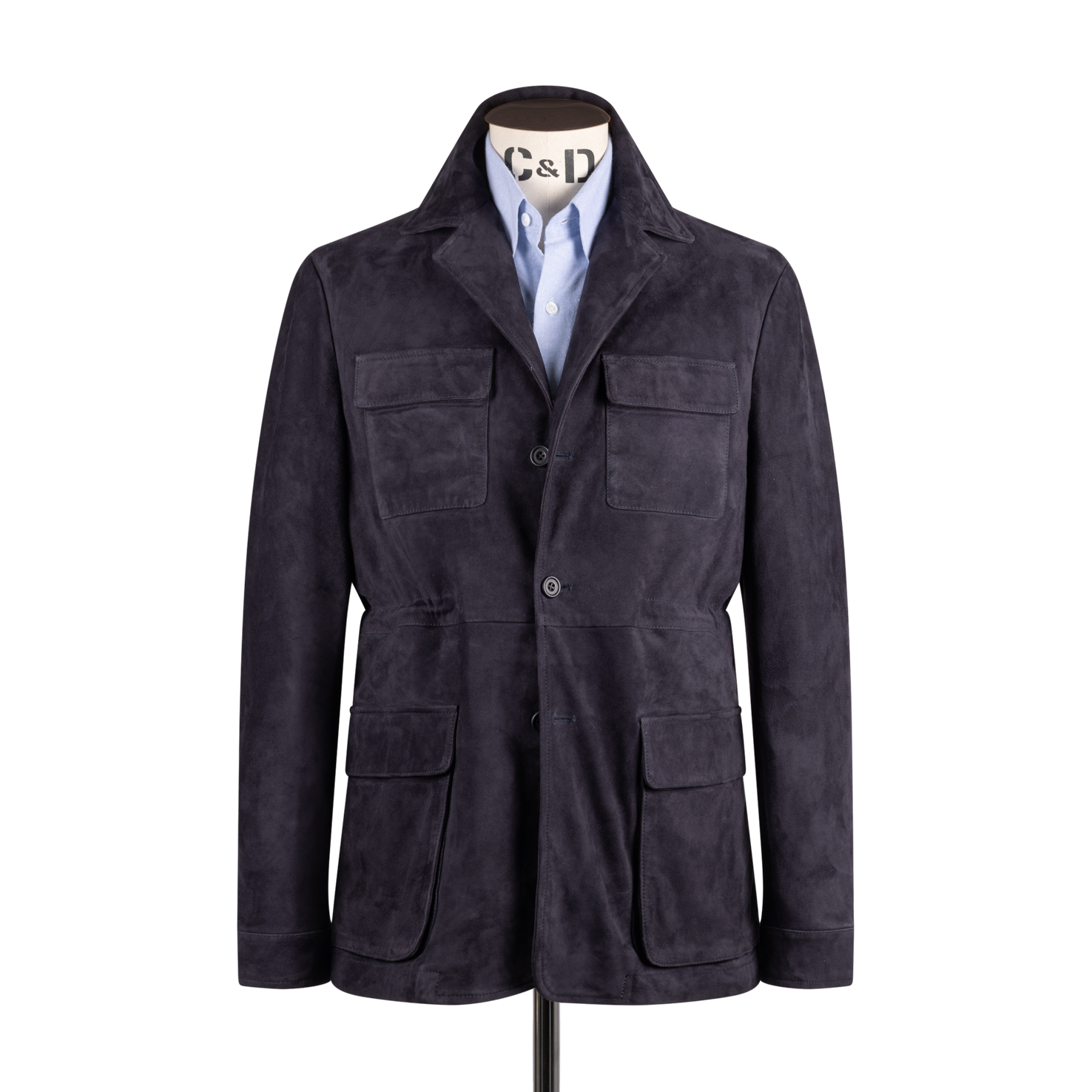 Safari Jacket In Navy Blue Suede