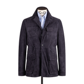 Safari Jacket in Navy Blue Suede