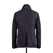 Safari Jacket In Navy Blue Suede