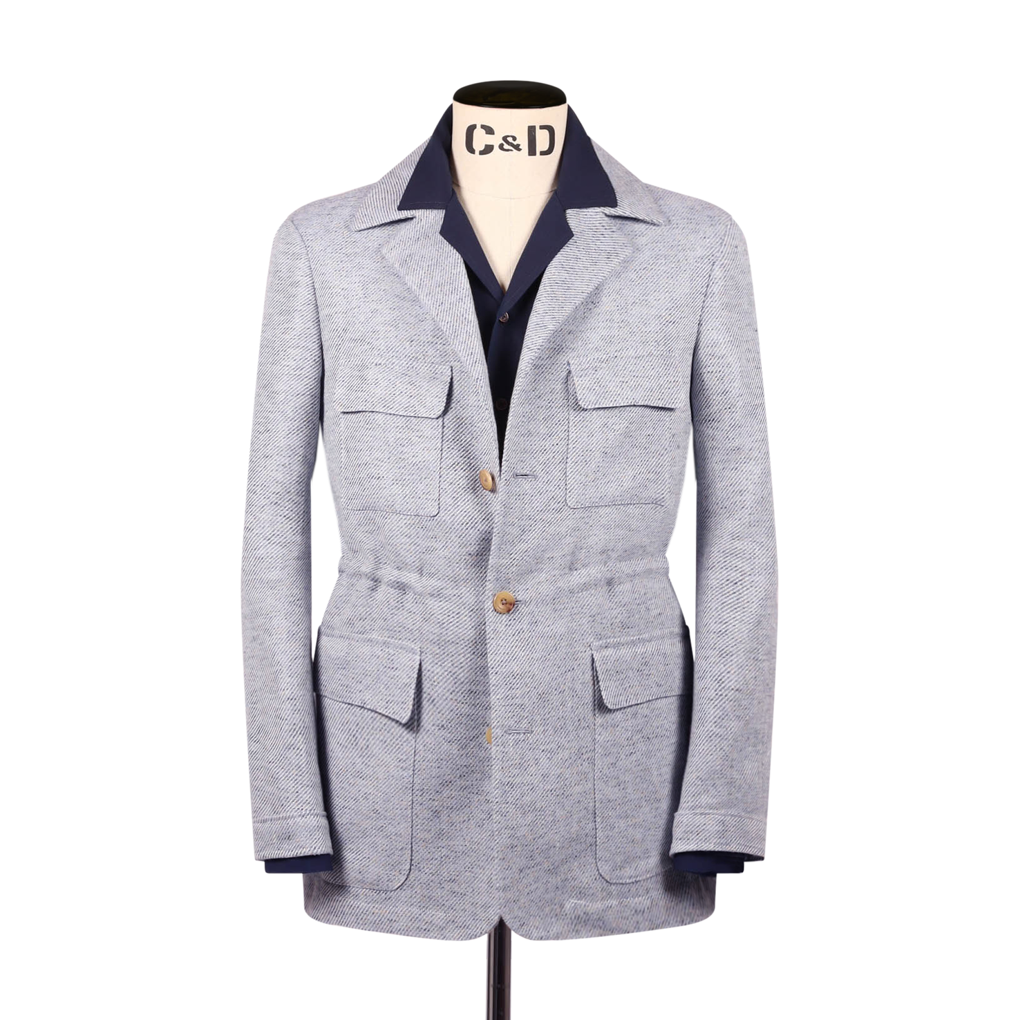 Safari Jacket In Sky Blue Summer Tweed