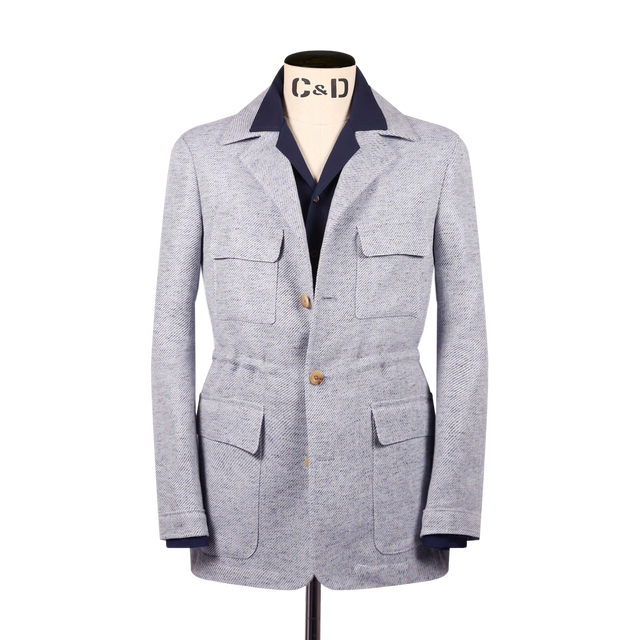 Safari Jacket in Sky Blue Summer Tweed