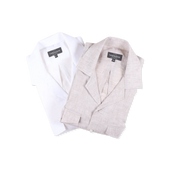 Riviera Collar Safari Shirt In Beige Linen
