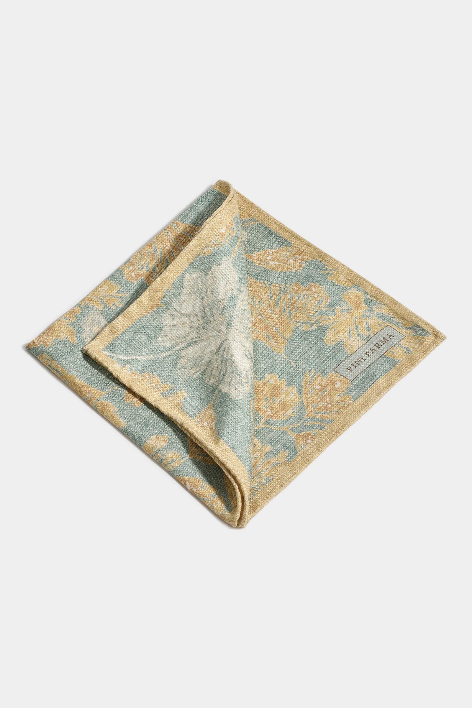 Sage Macro Flower Pocket Square Made In Italy