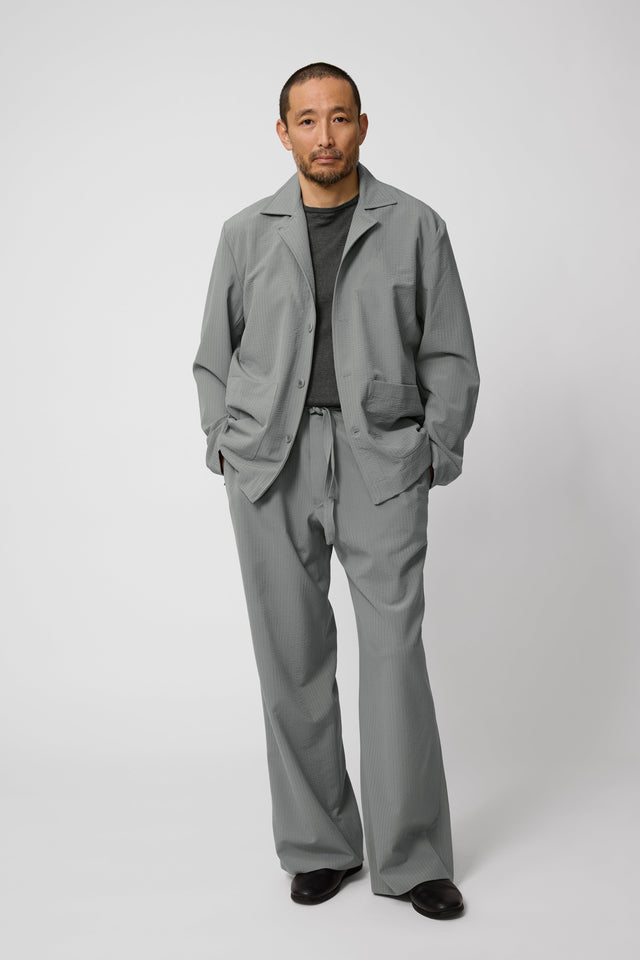Lounge Jacket (Sage Wool Seersucker)