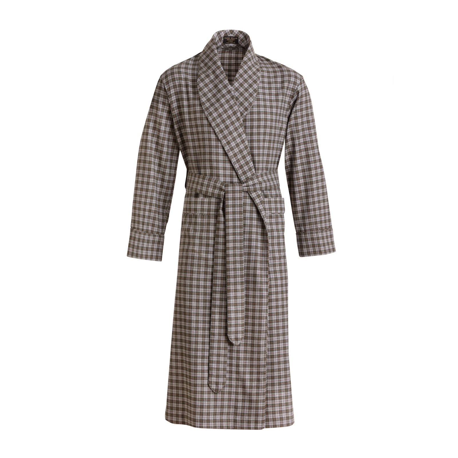 Ochre Check Brushed Cotton Dressing Gown New
