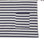 Boat Neck Border Stripe Tee In And Navy Heavyweight Cotton