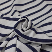 Boat Neck Border Stripe Tee In And Navy Heavyweight Cotton
