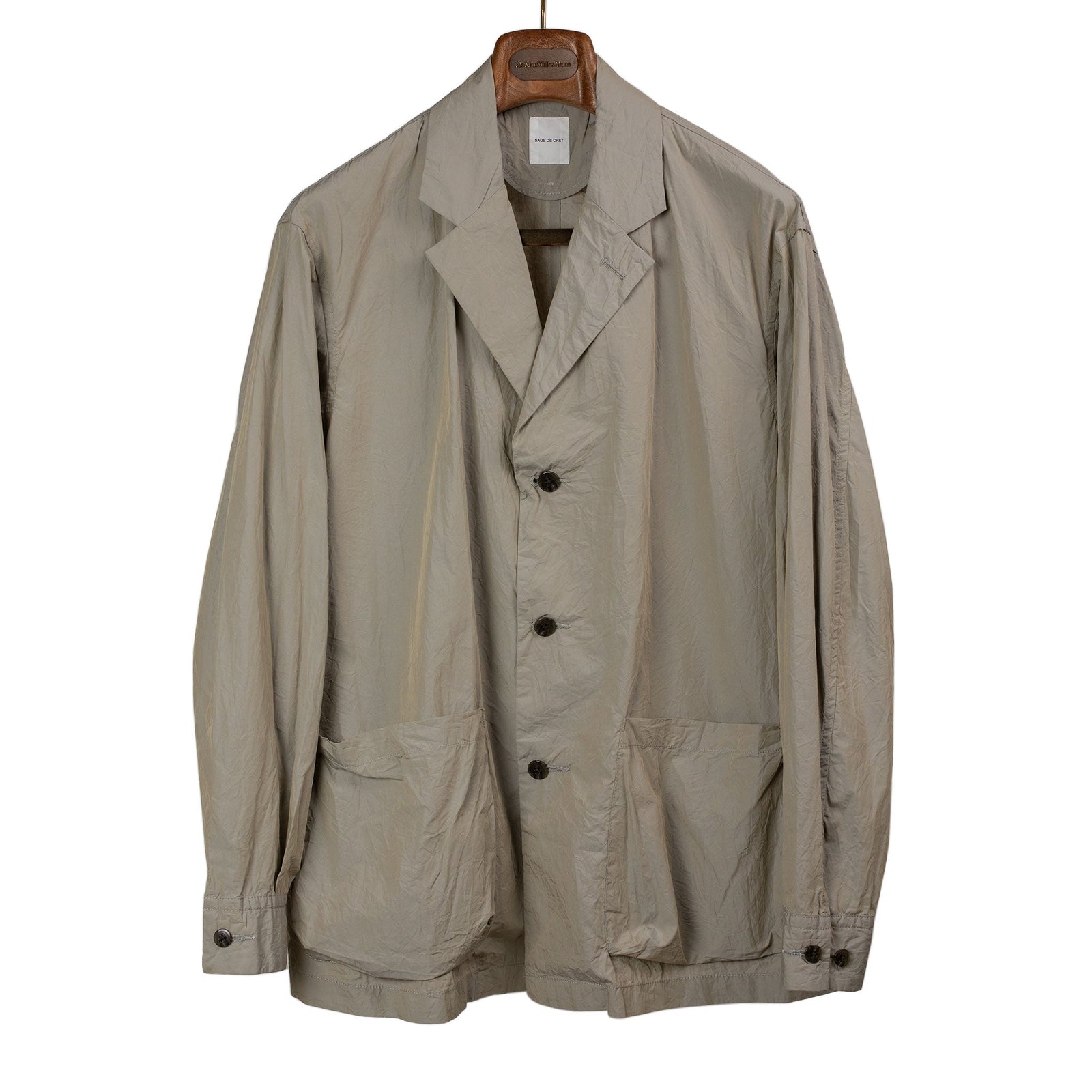 Patch Pocket Blazer In Grey Cotton Crinkled Typewriter Cloth