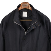 Stand Collar Work Jacket In Cotton And Nylon Typewriter Cloth