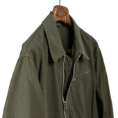 Zip Blouson In Green High Density Cotton And Hemp