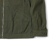 Zip Blouson In Green High Density Cotton And Hemp